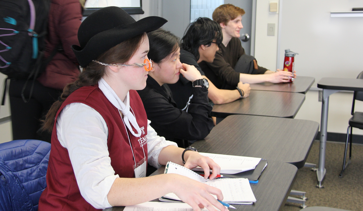 Students role playing in an Intellectual Heritage class