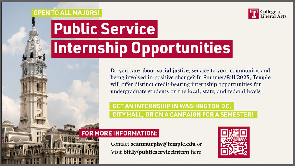 image of city hall with the internship content written over 