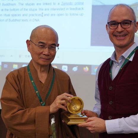 Marcus Bingenheimer gifting a stupa