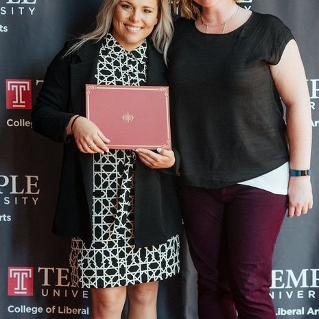 Senior Philosophy Major Maria Villanueva stands with Dr. Lindsay Craig