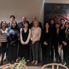 image of Sonkin scholars, the dean and Mitch and Debra Sonkin standing for a picture after dinner
