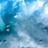 image of magnified water droplets in blue