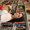 Rosalee in a library.