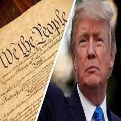 collage image of Donald Trump and the Constitution