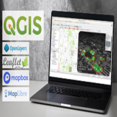 image of a laptop with GIS software displayed on the screeen