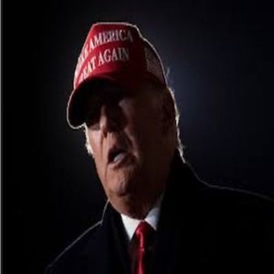 image of Donald Trump wearing a red baseball cap