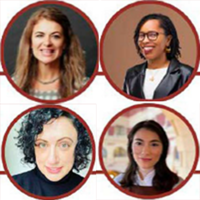 headshot of all of the speakers in the middle of cherry circles