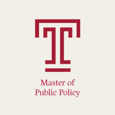 image of Temple T and the words master of public policy written in red