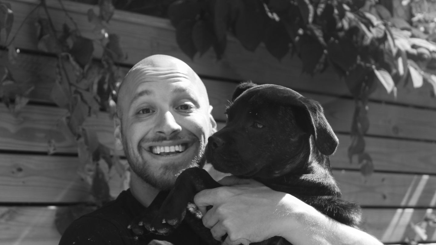 Andrew Katz, CLA '15, with his dog