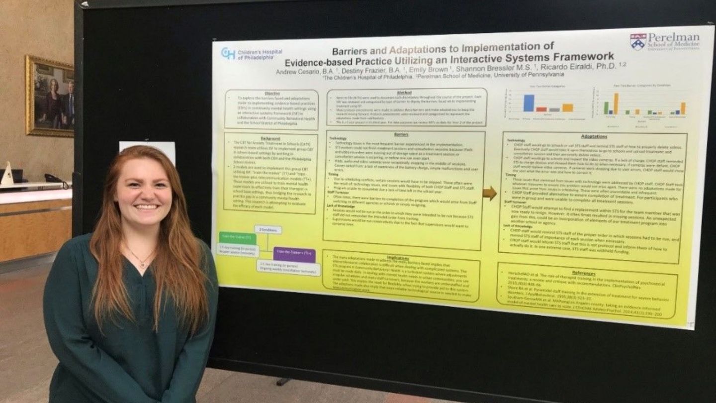 Emily Brown presenting a poster at CHOP’s 2nd Annual Education Symposium