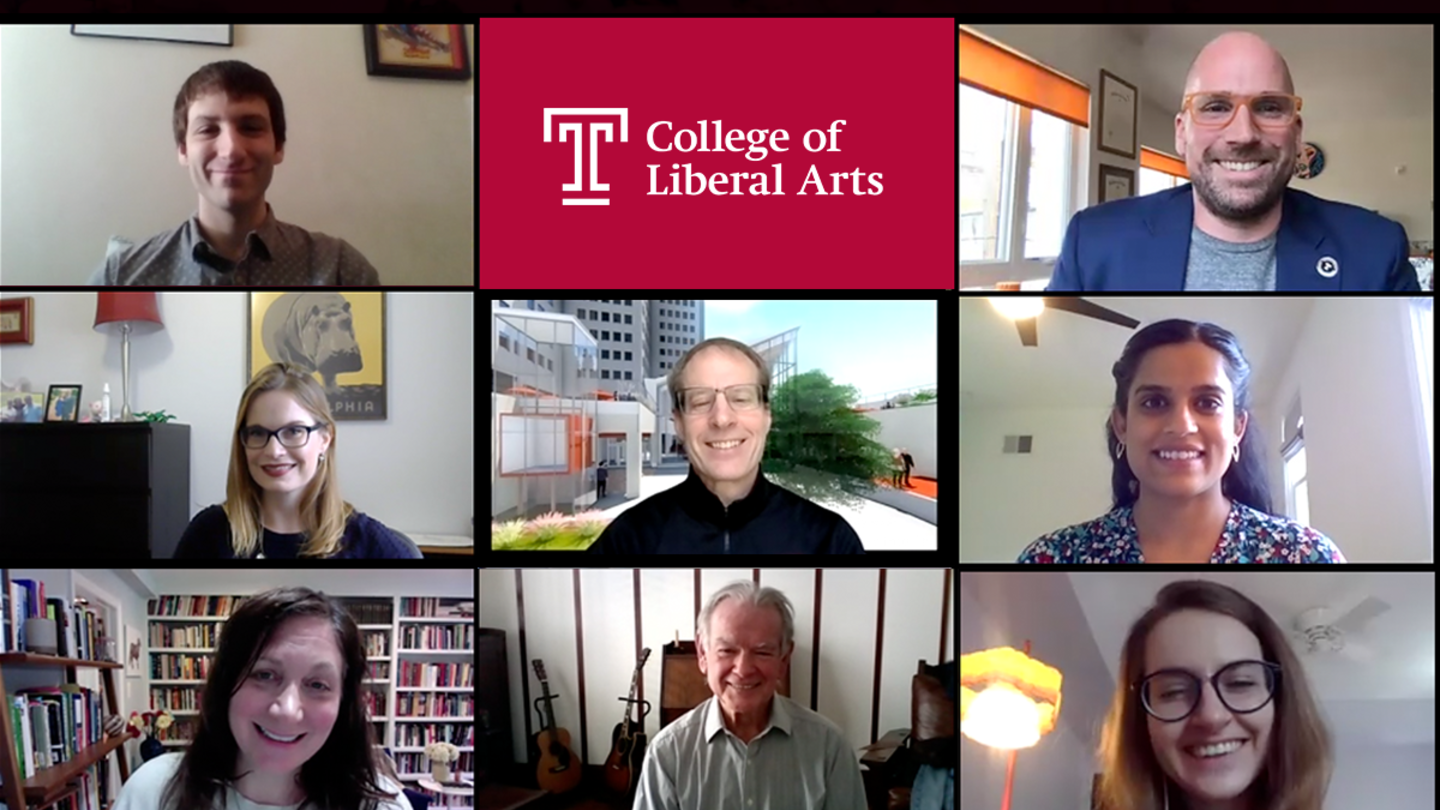 Dean Deeg and College of Liberal Arts faculty on a Zoom call