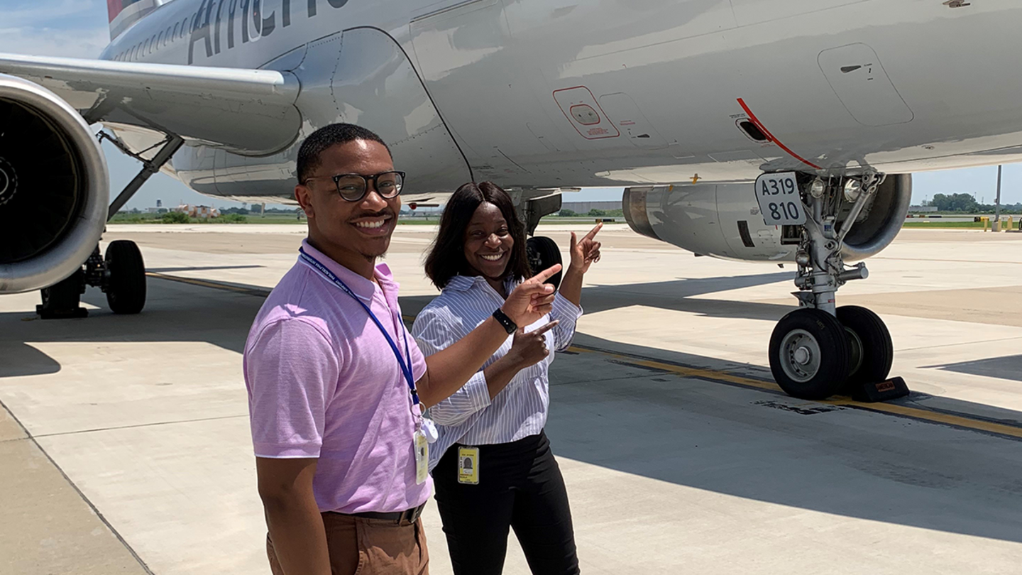 Annabelle Menla and Gary Lawery intern at Philadelphia International Airport