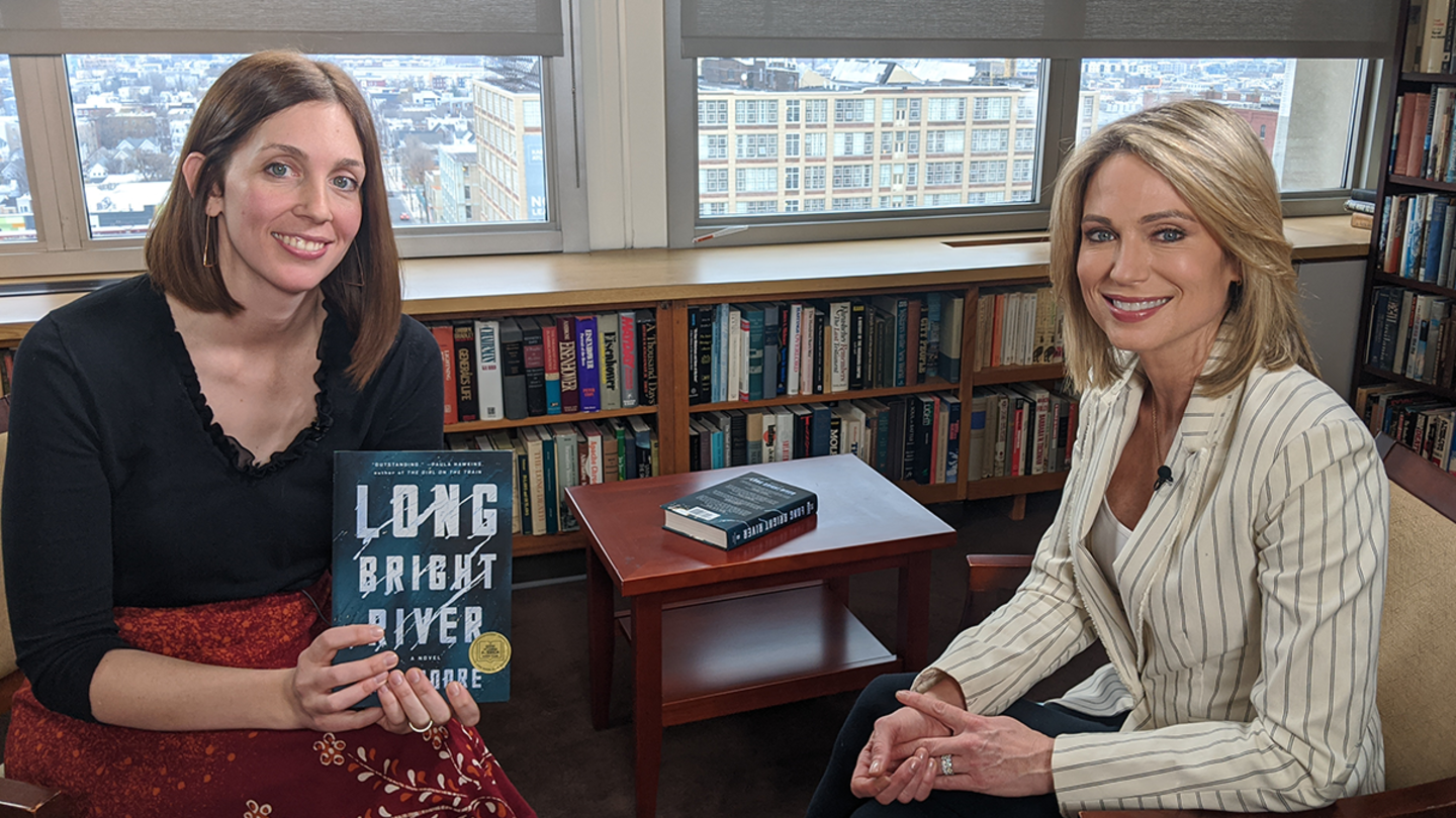 English and Creative Writing Associate Professor and Long Bright River author Liz Moore with Good Morning America’s Amy Robach
