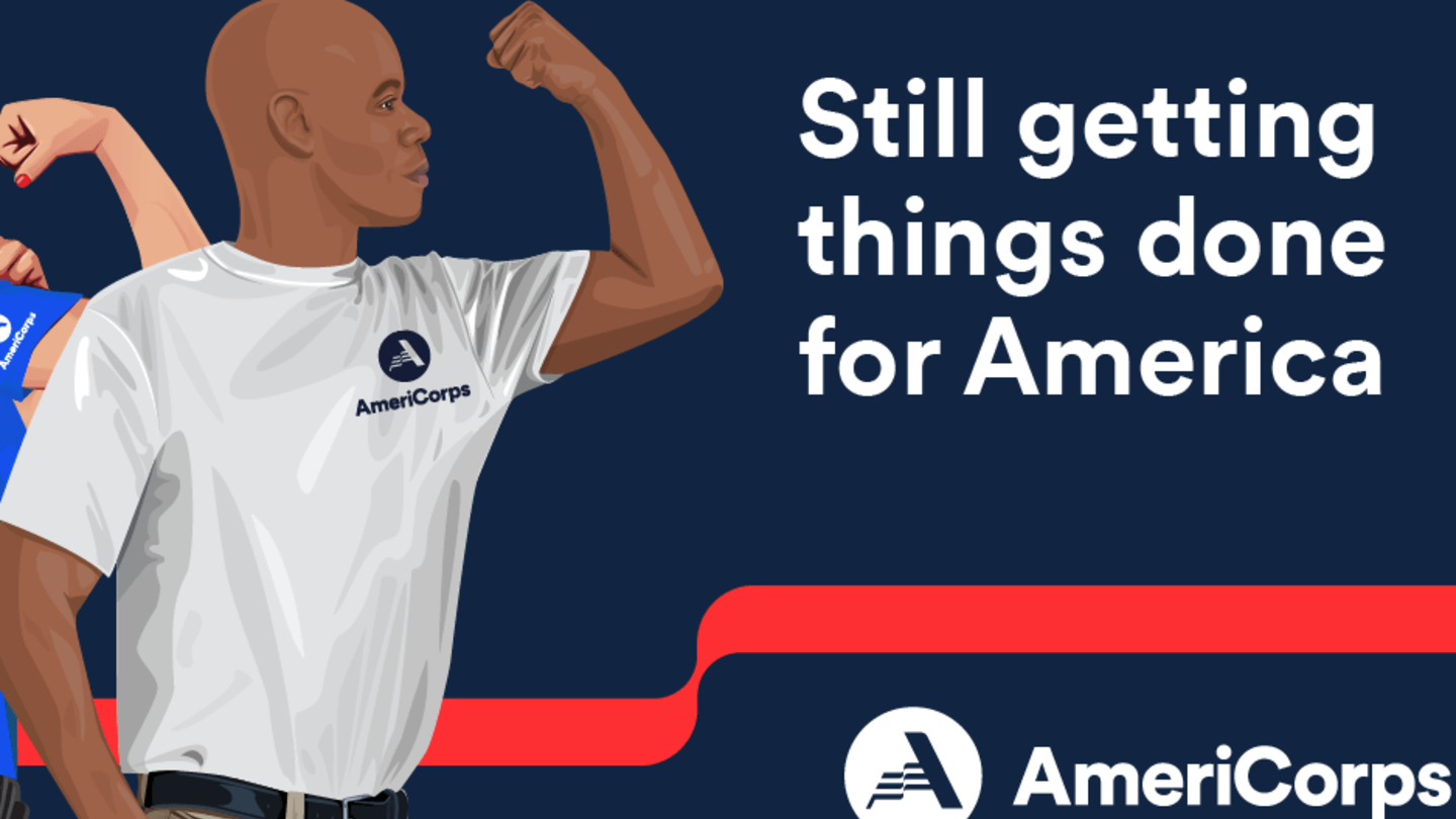 Image text: Still getting things done for America, Americorps