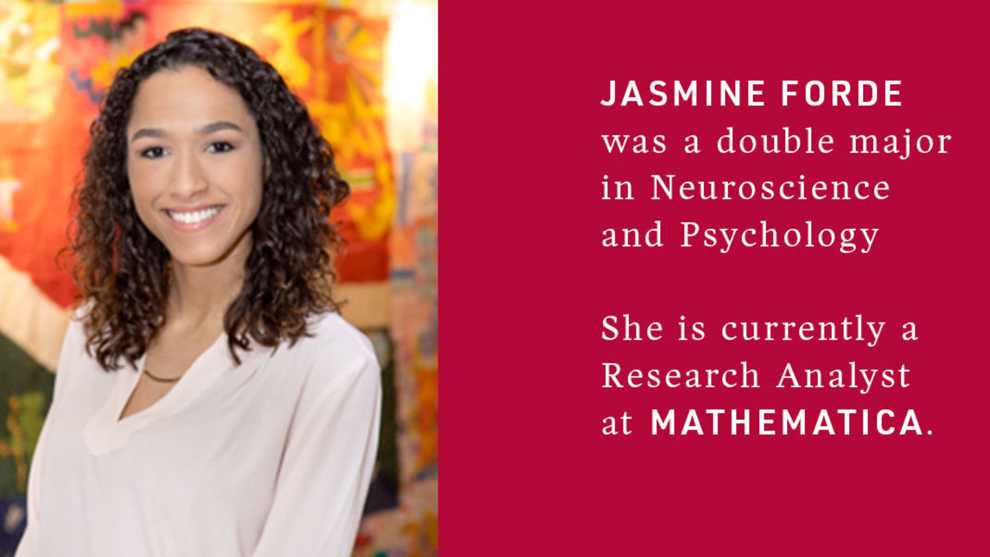 Neuroscience and Psychology Neuroscience double major Jasmine Ford