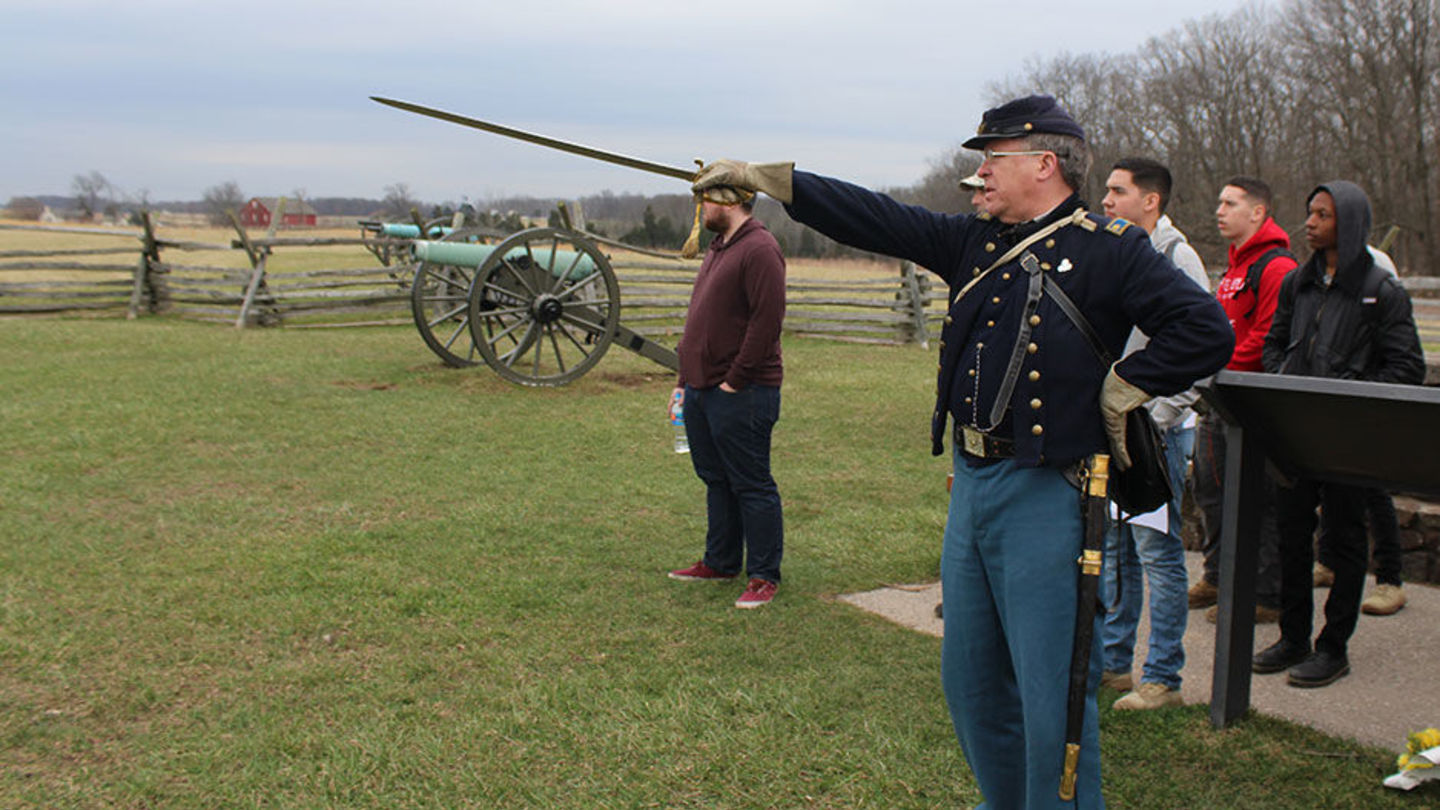 College Liberal Arts faculty member Gregory Urwin is shown taking part in the annual battlefield staff ride for Temples' Army ROTC program. Gregory Urwin is shown taking part in the annual battlefield staff ride for Temples' Army ROTC program.