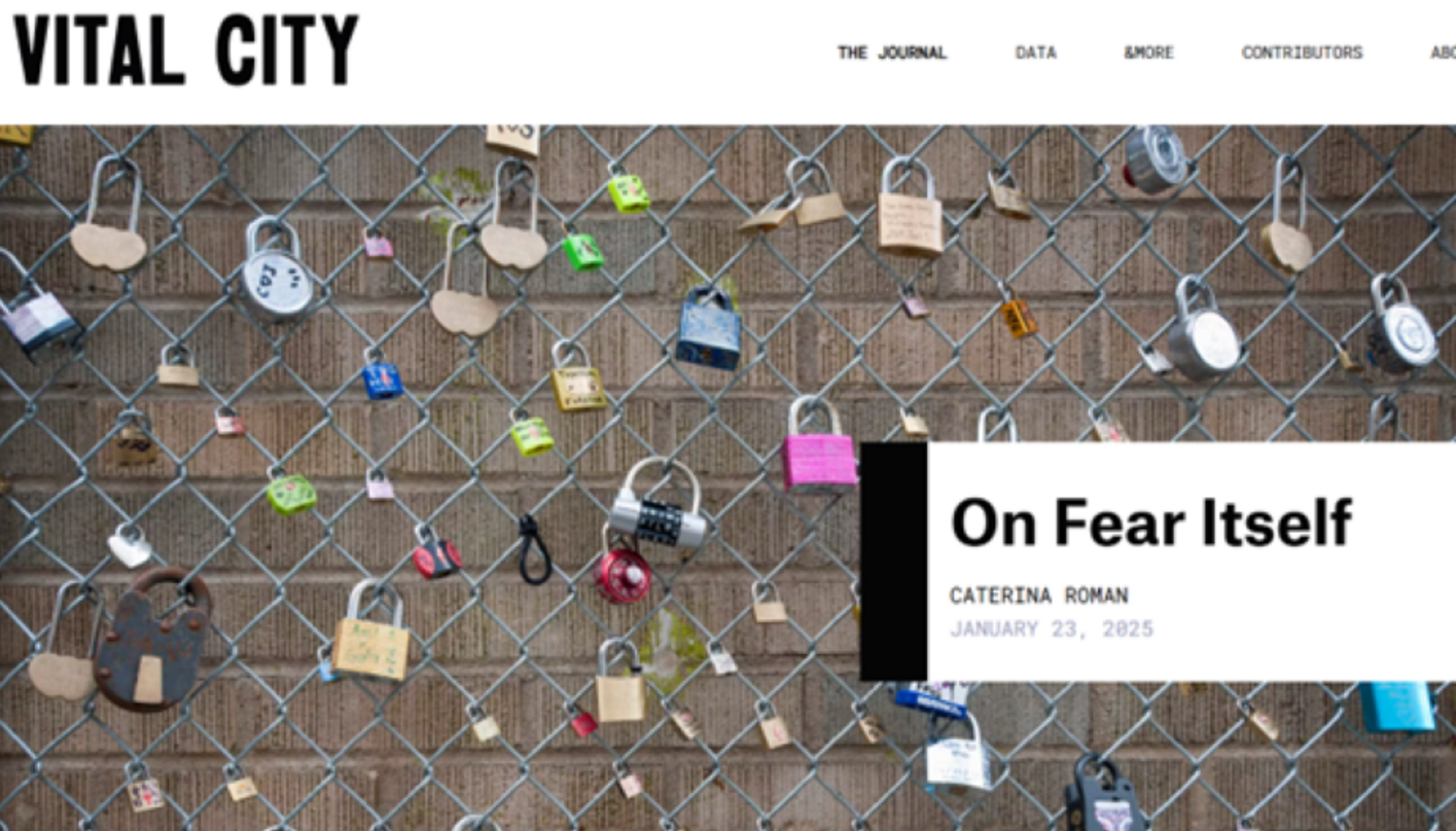 image of Vital City webpage that has a barbed wire fence with padlocks all over it
