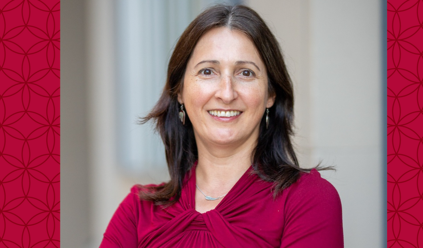 image of Dr. Rely Vîlcică wearing a reb blouse smiling at the camera